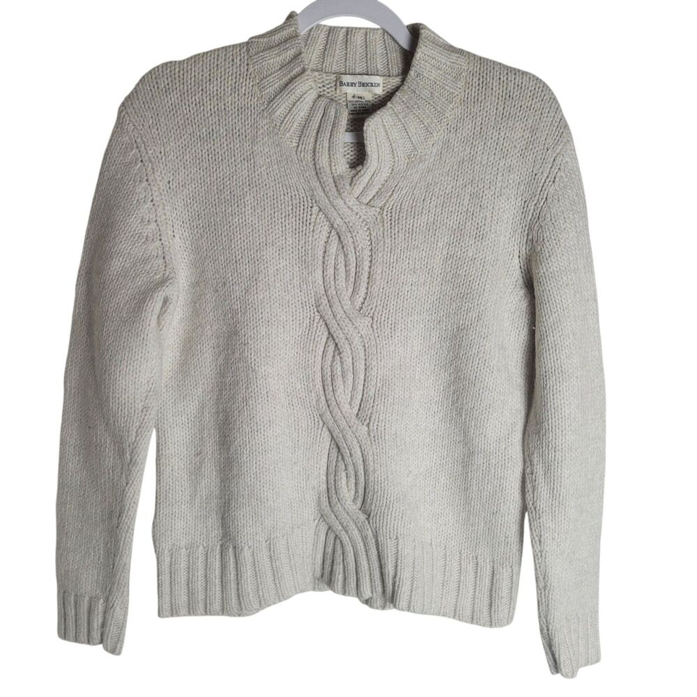 VTG Barry Bricken Fisherman Sweater Women's Medium M Beige Wool Blend Cable Knit